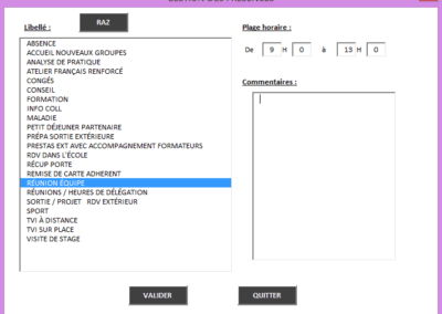 Exemple outil de gestion excel