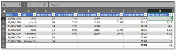 Tuto Excel - Gestion des heures