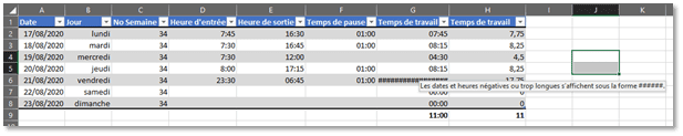 Tuto Excel - Gestion des heures